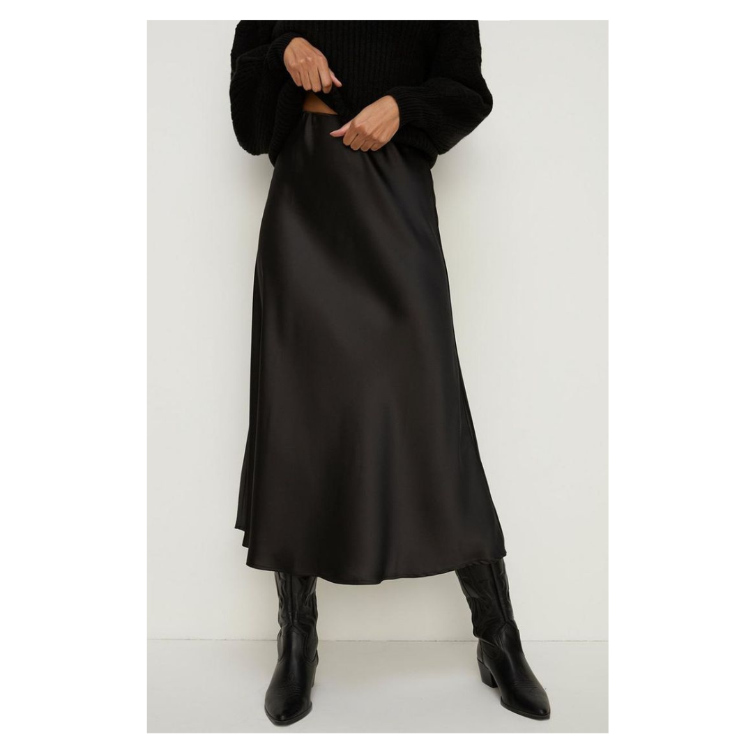 Delga Satin Midi-Skirt