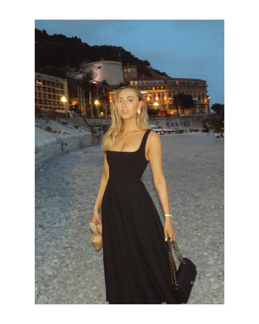 New Black Cotton A-Line Dress
