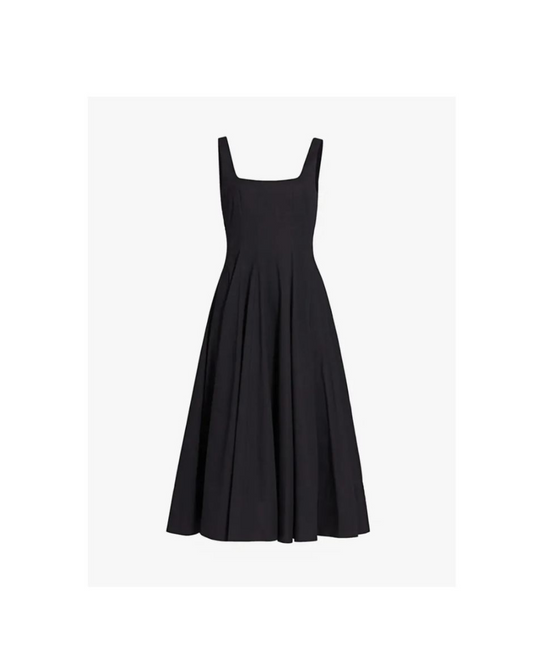 New Black Cotton A-Line Dress